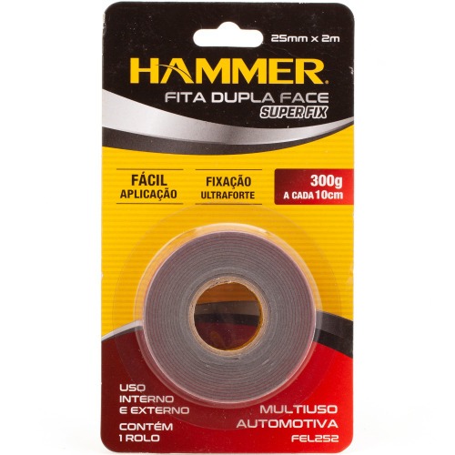 Fita dupla face multiuso automotiva 25mm x 2m - FEL-252 Fita dupla face multiuso automotiva 25mm x 2m - FEL-252