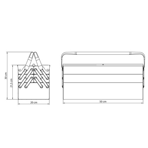 Caixa sanfonada para ferramentas com 5 gavetas Caixa sanfonada para ferramentas com 5 gavetas