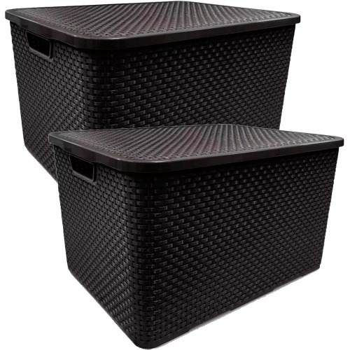 Kit 2 Caixas organizadoras com tampa 40 litros - Rattan