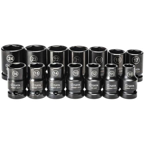 Jogo de soquetes de impacto 10 a 24 mm encaixe de 1/2