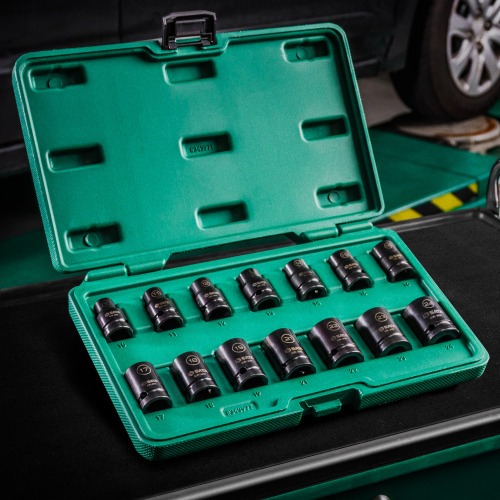 Jogo de soquetes de impacto 10 a 24 mm encaixe de 1/2