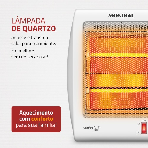 Aquecedor elétrico 900 watts a quartzo - Confort Air II 220V Aquecedor elétrico 900 watts a quartzo - Confort Air II 220V