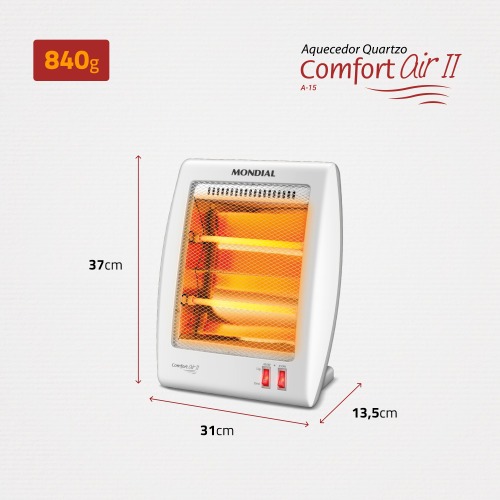 Aquecedor elétrico 900 watts a quartzo - Confort Air II 220V Aquecedor elétrico 900 watts a quartzo - Confort Air II 220V
