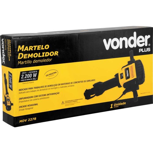 Martelo demolidor 2.200W 78 joules encaixe sextavado 28 mm com acessrios - MDV 2278  220V