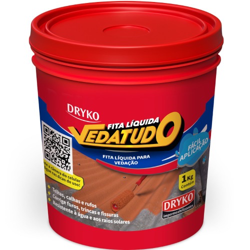 Impermeabilizante fita líquida 1kg terracota Vedatudo Impermeabilizante fita líquida 1kg terracota Vedatudo