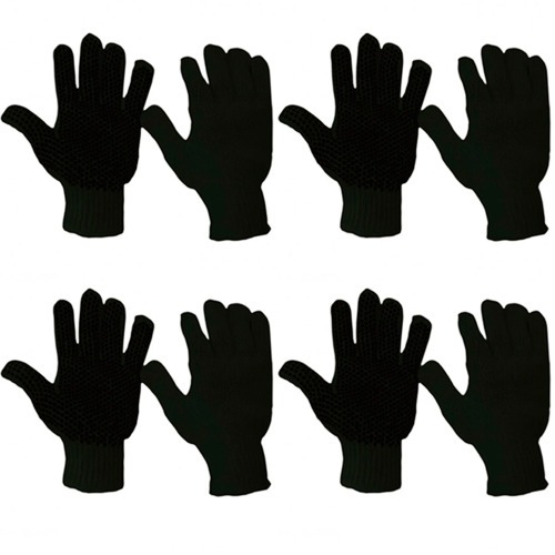 Kit 12 pares de luvas de malha pigmentada tricotada preta