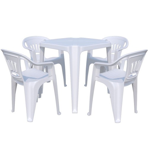 Conjunto de mesa Coruripe com 4 cadeiras pl�sticas com bra�o - Solplast