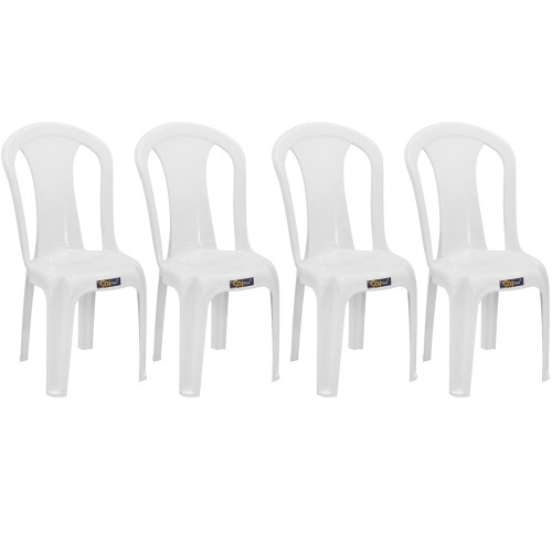 Kit 4 cadeiras pl�sticas sem bra�o bistr� - Pratagy