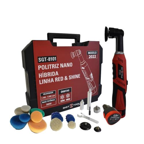Politriz nano hibrida a bateria 12V com 2 baterias e acessrios - SGT-8101  110V/220V