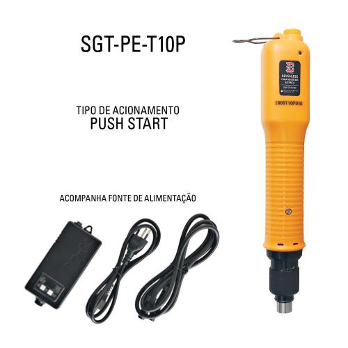 Parafusadeira elétrica parada automática Push-Start Brushless 0,2 a 0,98 Nm com fonte - SGT-PE-T10P 110V/220V Parafusadeira elétrica parada automática Push-Start Brushless 0,2 a 0,98 Nm com fonte - SGT-PE-T10P 110V/220V