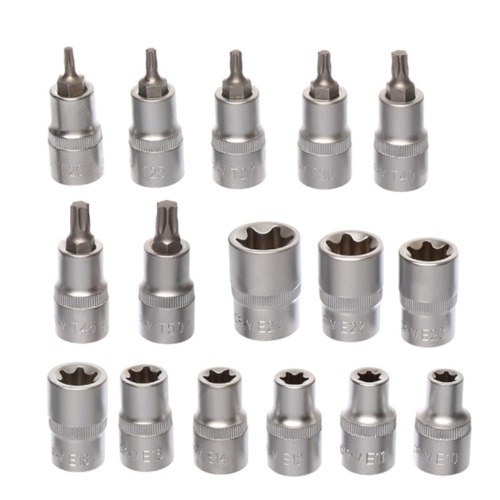 Jogo de soquete hexalobular encaixe de 1/2