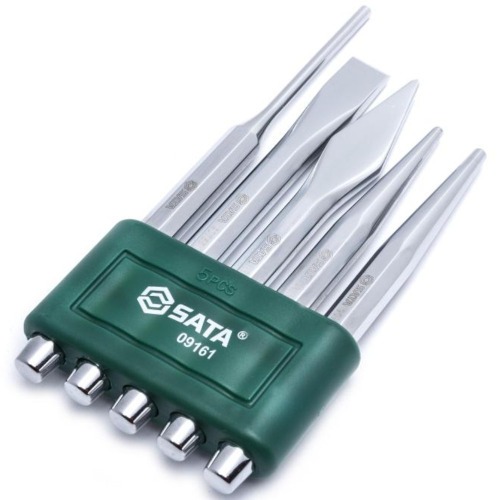 Jogo de talhadeira, pun��o e saca-pinos com 5 pe�as