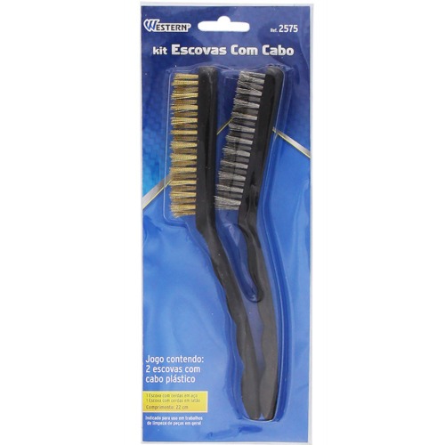 Kit com 2 escovas de a�o com cabo - 2575