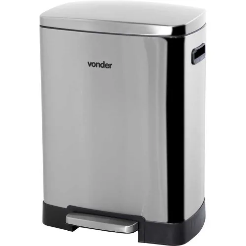 Lixeira inox retangular 50L com pedal - 63.56.050.003 - Vonder