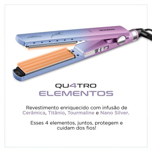 Prancha Chapinha Alisadora Duo Colors 4 elementos By Juliette - P-JU-03  110V/220V Prancha Chapinha Alisadora Duo Colors 4 elementos By Juliette - P-JU-03  110V/220V