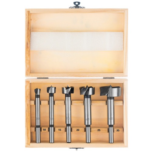 Jogo de brocas 10 a 35 mm para fechadura com 5 peas - FORSTNER