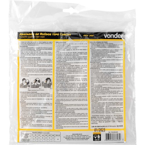 Abafador de ruídos tipo concha 19db - ARV300 Abafador de ruídos tipo concha 19db - ARV300