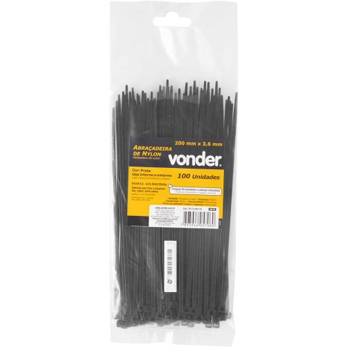 Abra�adeira de nylon 20 cm com 100 pe�as