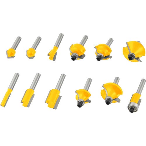 Jogo de fresas para madeira haste 6 mm com 12 peças Jogo de fresas para madeira haste 6 mm com 12 peças