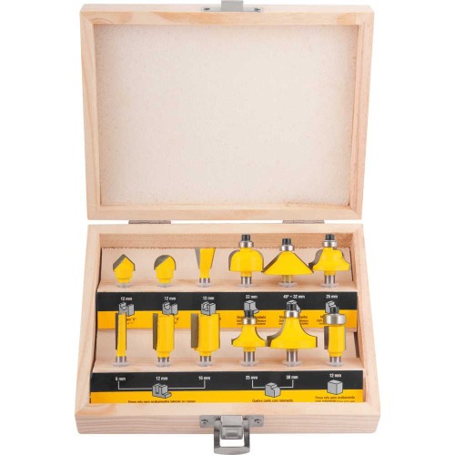 Jogo de fresas para madeira haste 6 mm com 12 peças Jogo de fresas para madeira haste 6 mm com 12 peças