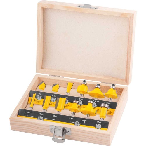 Jogo de fresas para madeira haste 6 mm com 12 peças Jogo de fresas para madeira haste 6 mm com 12 peças