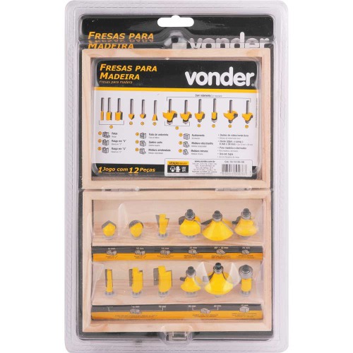 Jogo de fresas para madeira haste 6 mm com 12 peças Jogo de fresas para madeira haste 6 mm com 12 peças