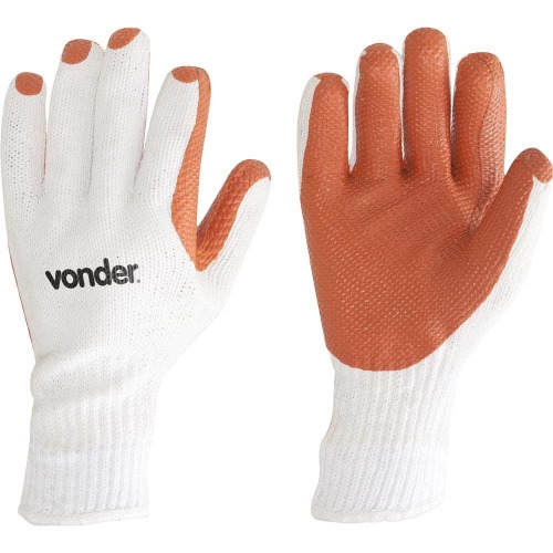 Luva de malha com l�tex laranja