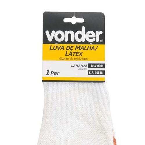 Luva de malha com l�tex laranja