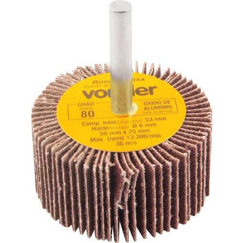 Roda de lixa 50 x 25 mm com haste gr�o 80 - 1271500080