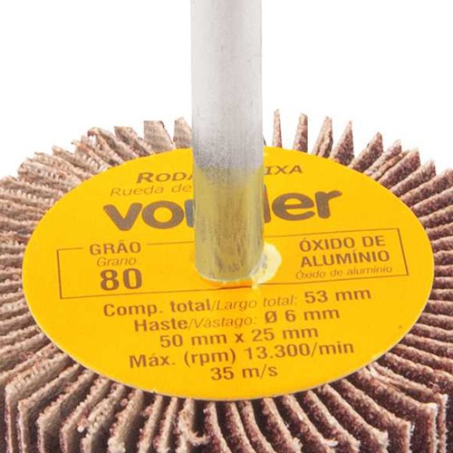 Roda de lixa 50 x 25 mm com haste gr�o 80 - 1271500080