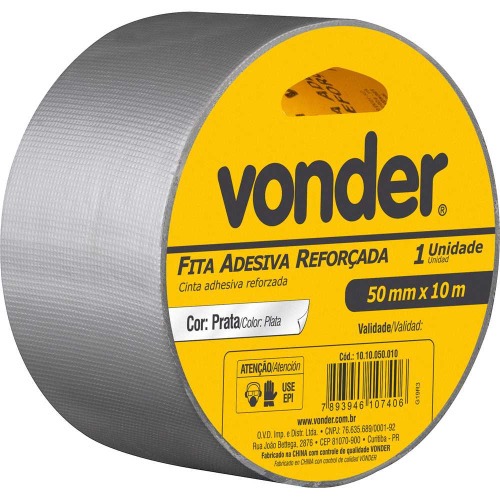 Fita adesiva refor�ada 50 mm x 10 m prata