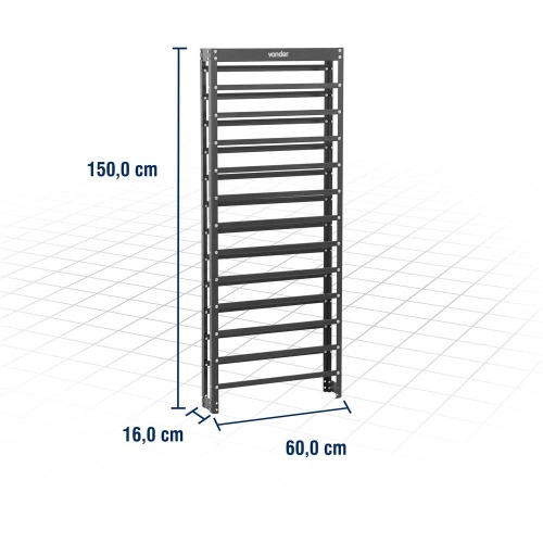 Estante metálica para gavetas 150 x 60 x 16 cm Estante metálica para gavetas 150 x 60 x 16 cm