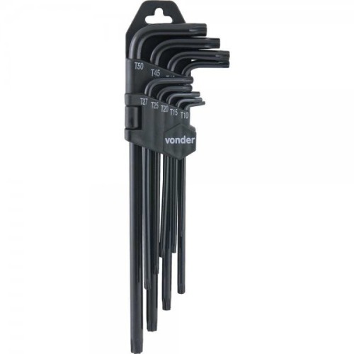 Jogo de chave hexalobular T10 a T50 com 9 peças Jogo de chave hexalobular T10 a T50 com 9 peças