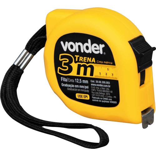 Trena com fita de a�o 12,5 mm x 3 m com trava