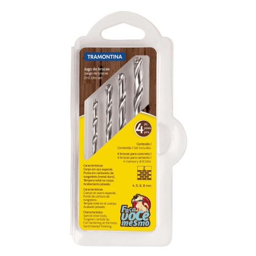 Jogo de brocas para concreto com 4 peas