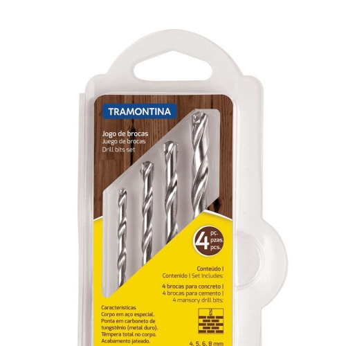 Jogo de brocas para concreto com 4 peas