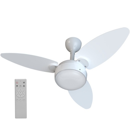 Ventilador de teto 3 ps Inverter dupla face branco/cinza com controle remoto - Elluz  110V/220V