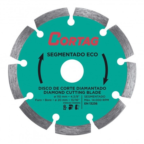 Disco diamantado segmentado 110 mm para concreto e alvenaria - 61699 Disco diamantado segmentado 110 mm para concreto e alvenaria - 61699