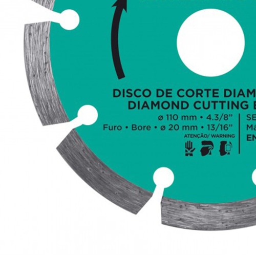 Disco diamantado segmentado 110 mm para concreto e alvenaria - 61699 Disco diamantado segmentado 110 mm para concreto e alvenaria - 61699