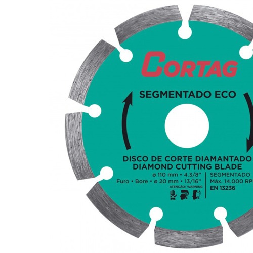 Disco diamantado segmentado 110 mm para concreto e alvenaria - 61699 Disco diamantado segmentado 110 mm para concreto e alvenaria - 61699