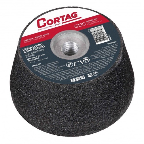 Rebolo cônico para esmerilhadeira angular 100mm rosca M14 G120 Rebolo cônico para esmerilhadeira angular 100mm rosca M14 G120