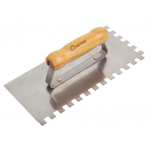 Desempenadeira em aço dentada com cabo de madeira 10x10mm - 60904 Desempenadeira em aço dentada com cabo de madeira 10x10mm - 60904