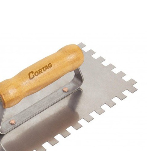 Desempenadeira em aço dentada com cabo de madeira 10x10mm - 60904 Desempenadeira em aço dentada com cabo de madeira 10x10mm - 60904
