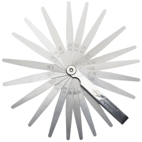 Cálibre de folga 0,05 mm a 1,00 mm com 22 lâminas Cálibre de folga 0,05 mm a 1,00 mm com 22 lâminas