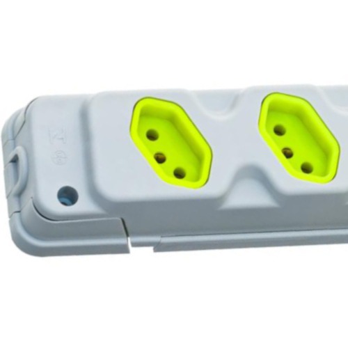 Tomada em barra para extensão com 4 tomadas 2P+T 20A cinza/verde - Robust Tomada em barra para extensão com 4 tomadas 2P+T 20A cinza/verde - Robust