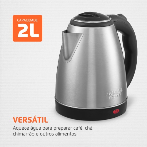 Chaleira eltrica 2 litros 1.200 watts Premium Inox - CE-06  220V