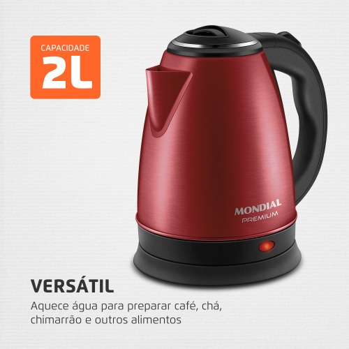 Chaleira elétrica 2 litros 1.200 watts vermelha Premium - CE-06-R 110V Chaleira elétrica 2 litros 1.200 watts vermelha Premium - CE-06-R 110V