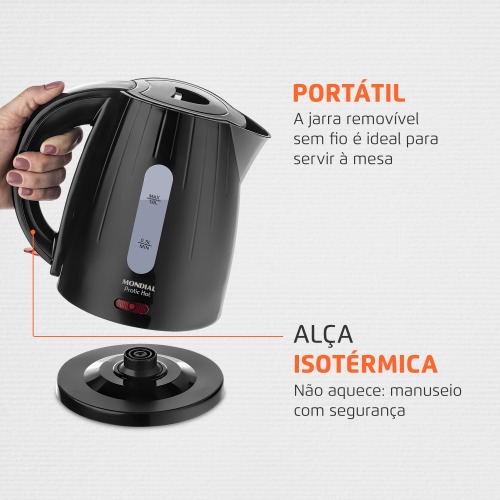 Chaleira eltrica 1 litro 1.200 watts Pratic Hot - CE-07  110V