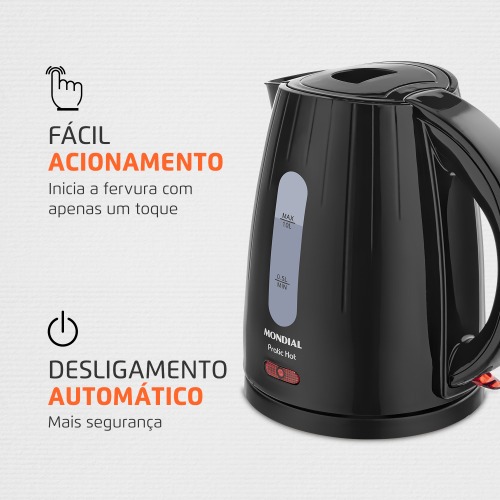 Chaleira eltrica 1 litro 1.200 watts Pratic Hot - CE-07  110V