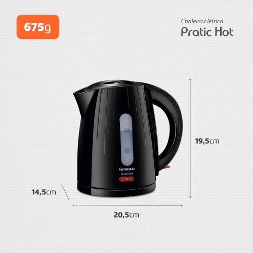 Chaleira eltrica 1 litro 1.200 watts Pratic Hot - CE-07  110V